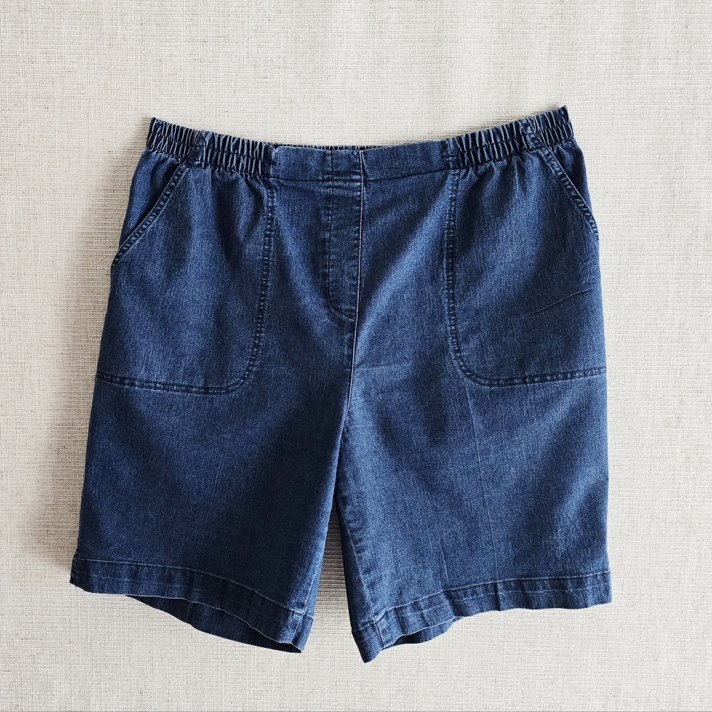 ALLISON DALEY Womens Shorts Jean Stretch Elastic Waistband Pull-Ups 4 Pockets